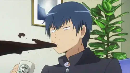 A spit take shot of Ryuuji Takasu from the anime "Toradora".