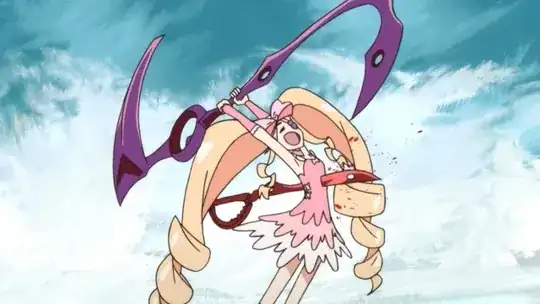 Harime Nui being run through by one blade