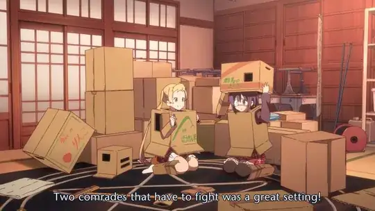 Rikka and Dekomori sit in the clubroom, wearing cardboard boxes