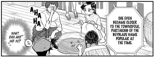 Komi playing Beyblade