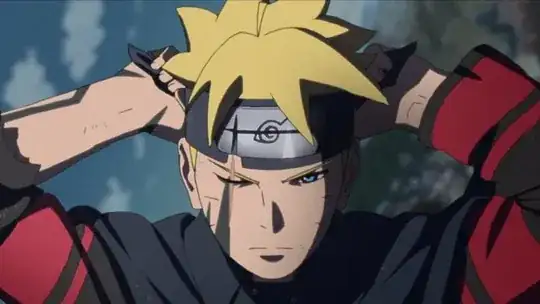 Boruto with slashed headband