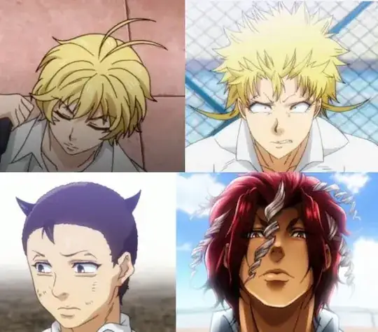 4 All Out!! characters with "fantasy hair"