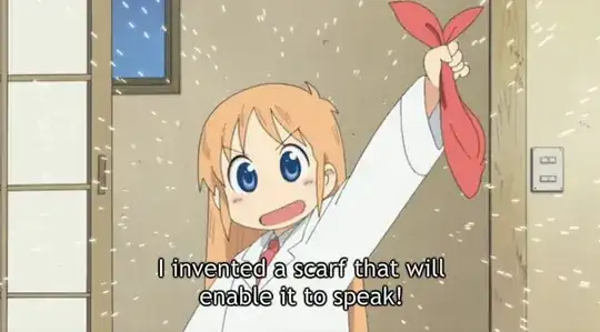 Screenshot of Hakase announcing her scarf invention