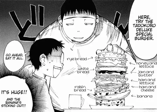 Onoda faces Tadokoro deluxe special burger