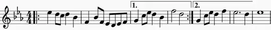 A sheet music snippet of the motif in question.