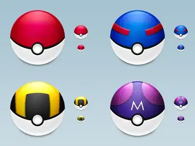 The Poké Ball, Great Ball, Ultra Ball, and Master Ball