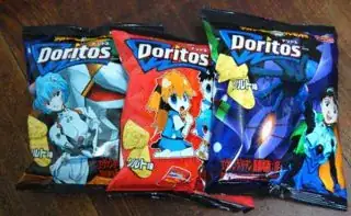 Real life Dorito bags with Evangelion characters