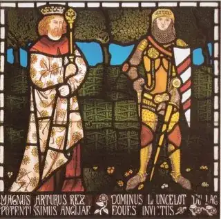 stained-glass medieval knights