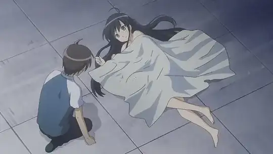 Shana naked under a blanket