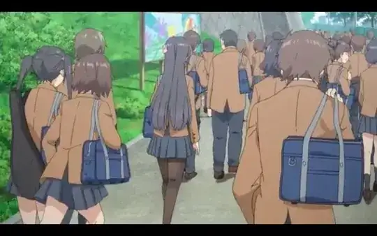 Sakuta observing Mai at school from episode 1