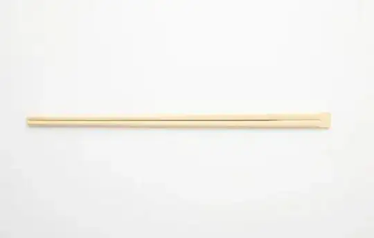 an image of wooden disposable chopsticks not yet snapped, with a crack along the chopsticks as a snapping point