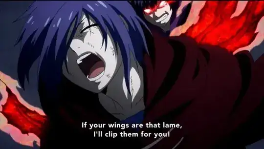 Touka's wing is being devoured