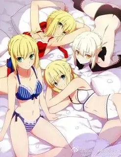 blue Saber, Saber Lily, Alter Saber and Red Saber