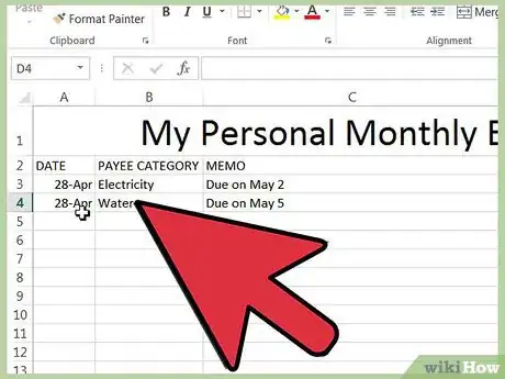 Image titled Track your Bills in Microsoft Excel Step 10