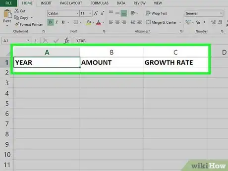 Image titled Calculate Average Growth Rate in Excel Step 1