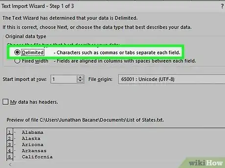 Image titled Convert Text Files to Excel Step 5