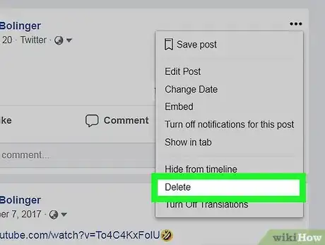 Image titled Delete a Facebook Post Step 5