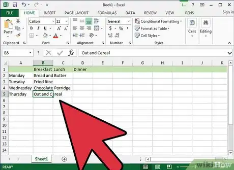 Image titled Create a Family Meal Plan in Excel Step 10