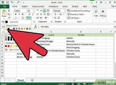 Image titled Create a Family Meal Plan in Excel Step 15