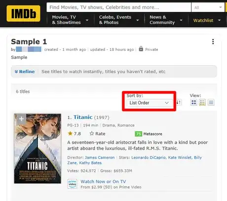 Image titled Sort and Filter Your Custom Lists on IMDb Method 2 Step 3.png