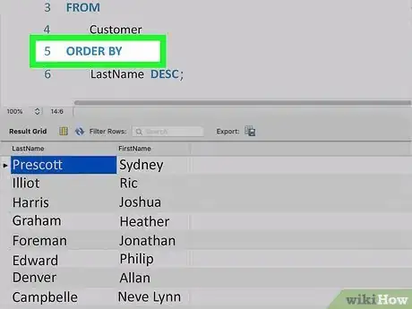 Image titled Order Alphabetically in SQL Step 3