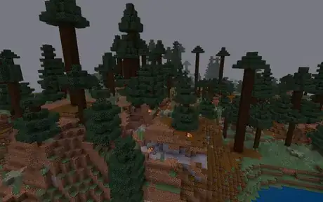 Image titled Red Foxes in a Giant Taiga at Night (Minecraft).png