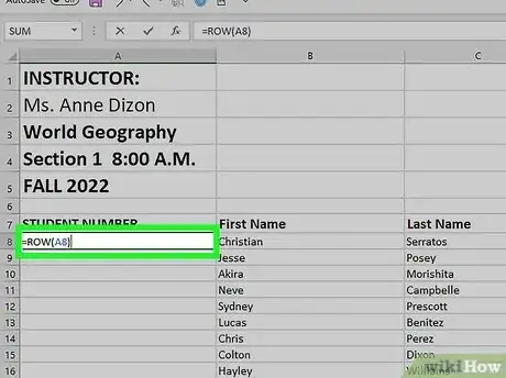 Image titled Add Autonumber in Excel Step 2