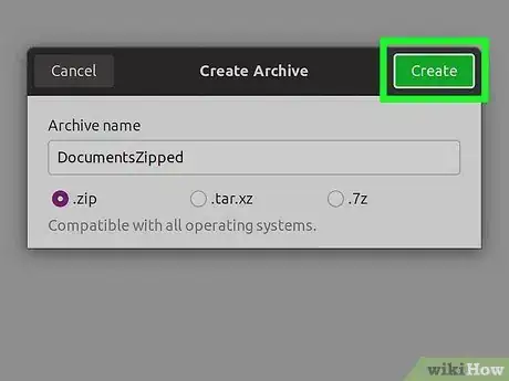 Image titled Make a Zip File in Linux Step 12