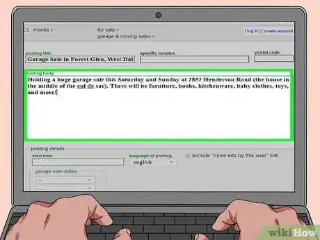 Image titled Advertise a Garage Sale on Craigslist Step 6