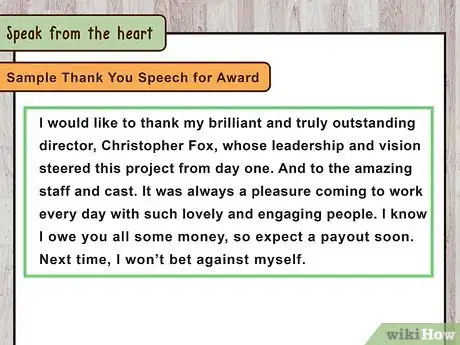 Image titled Write a Thank You Speech Step 7