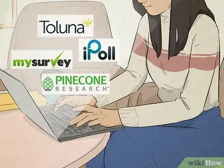 Image titled Woman researching different online surveys on her laptop.