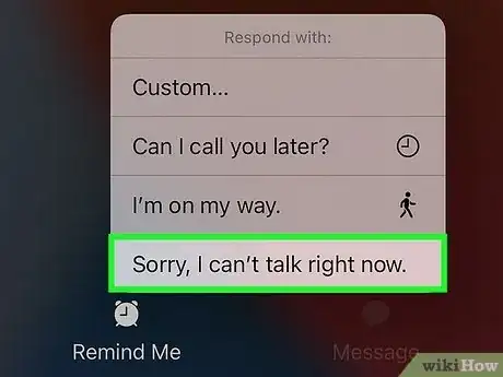 Image titled Respond to Incoming Calls with a Message on an iPhone Step 3