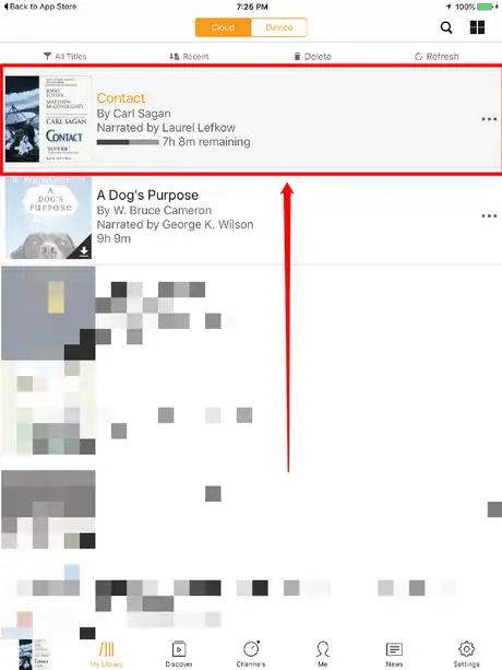 Image titled Obtain the Percent Complete Numerical Value from an Audible Audiobook from the Audible for iOS App Step 4.png