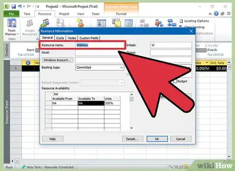 Image titled Add a Resource in MS Project Step 5