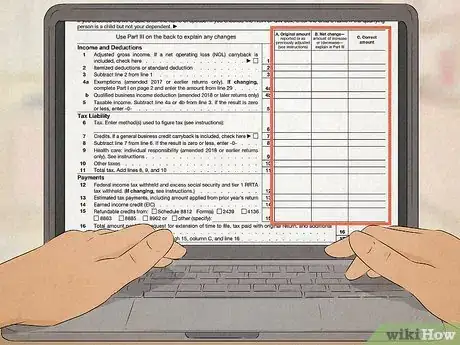 Image titled Fill Out a US 1040X Tax Return Step 8