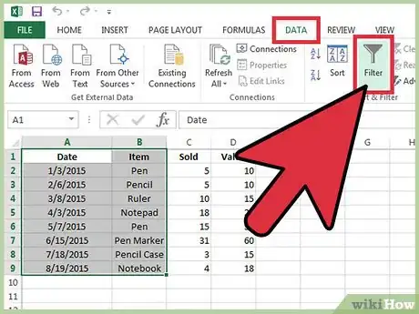 Image titled Use AutoFilter in MS Excel Step 3