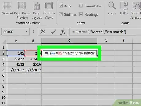 Image titled Compare Data in Excel Step 2