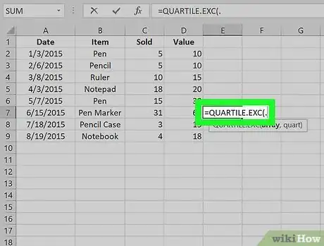 Image titled Calculate Quartiles in Excel Step 9