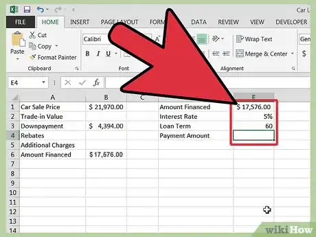 Image titled Calculate a Car Loan in Excel Step 7