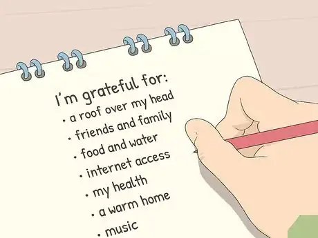 Image titled Person writing a list of the things he is grateful for.