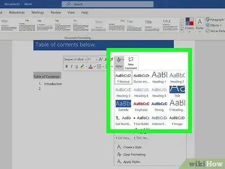 Image titled Create a Table of Contents for a Word Document Step 5