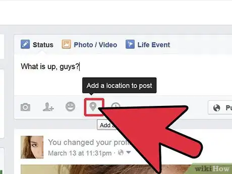 Image titled Add Location to a Facebook Post Step 3