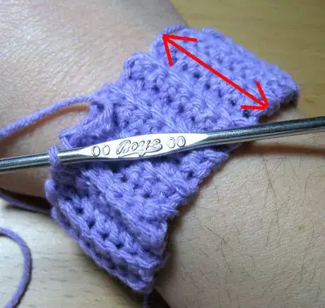 Image titled centerThe cuff will come first. Decide how long you want it, in the direction the arrows are pointing.