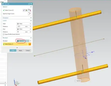 Image titled Creating the shafts, substep 3, subtract extrusion.png